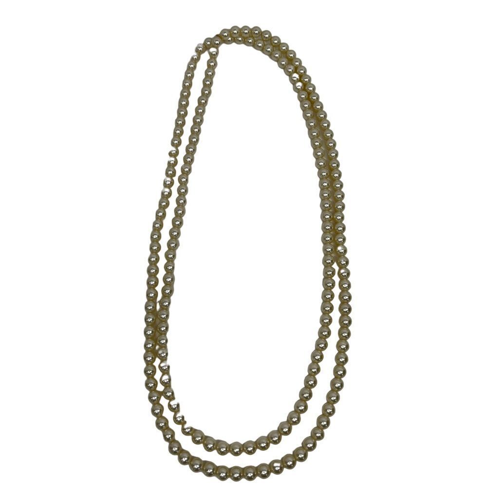 Infinity Faux Pearl Strand Necklace 52” Office Career Formal Wedding Classic - Picture 5 of 10